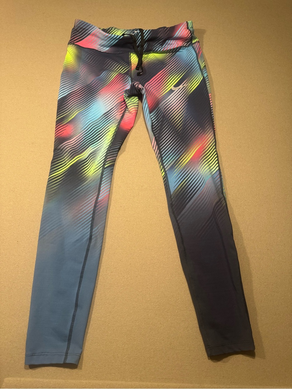 Nike women’s ' MulticolorLeggings - Blue/Neon Print large dri fit power epic lux